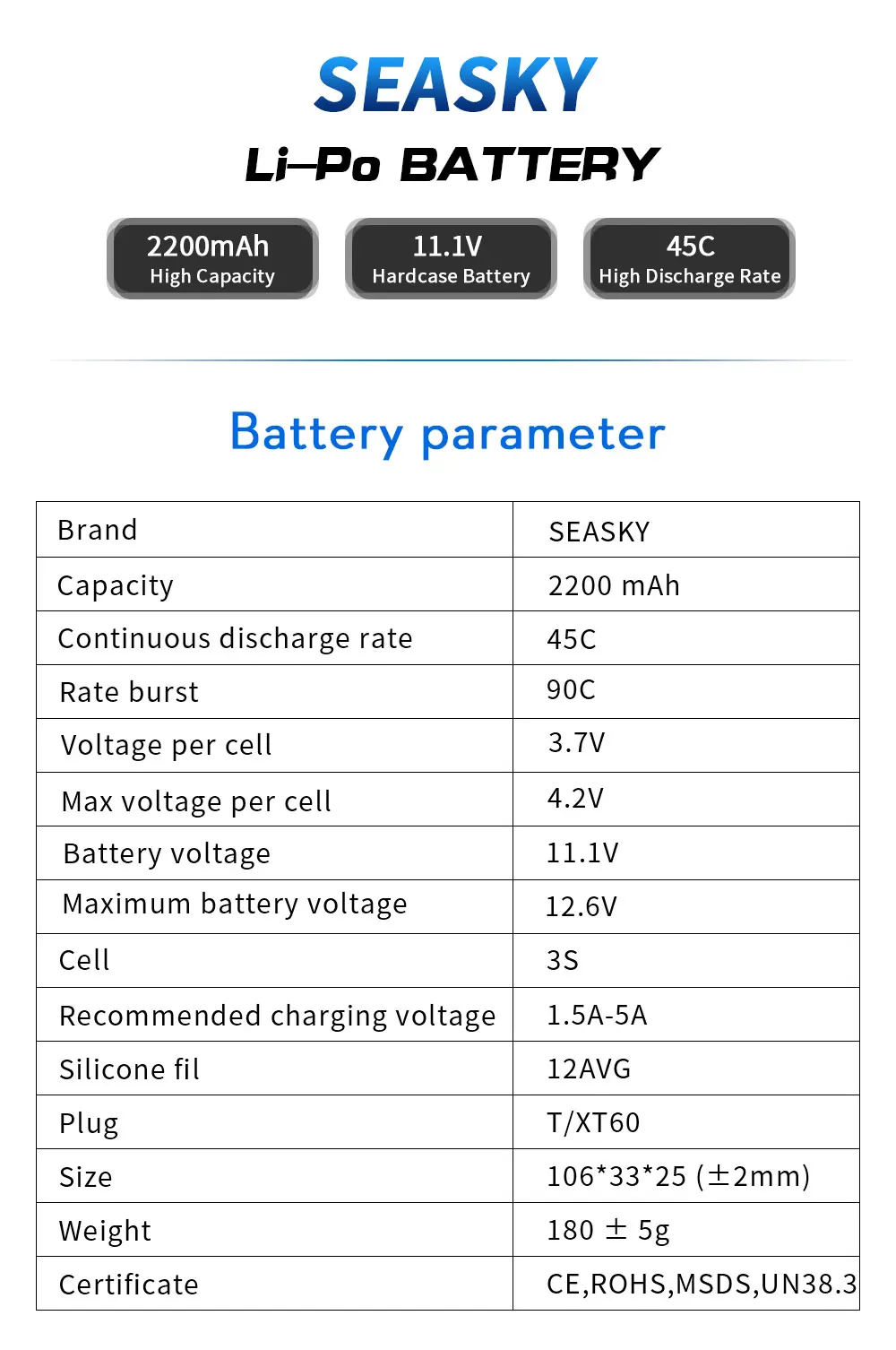 2 шт. батарея SEASKY 3S LiPo 11,1 V 2200mAh 45C RC батарея lipo 11,1 V батарея XT60 для FPV drone bateria lipo