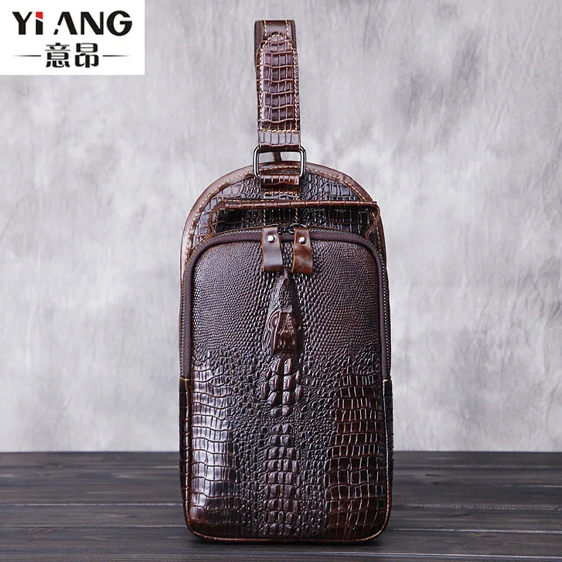 Мужская винтажная дорожная сумка-мессенджер из натуральной кожи с крокодиловым
