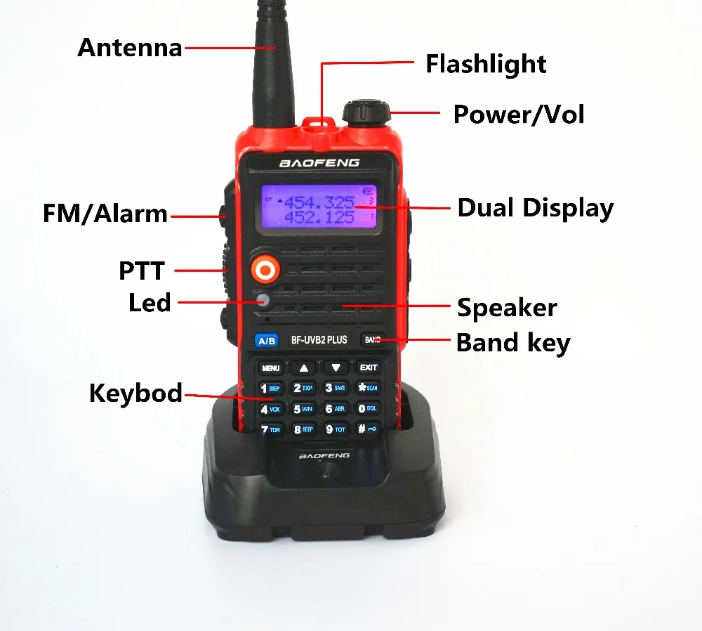 BaoFeng UV B2 Plus 8 Вт высокомощный FM трансивер 4800 мАч аккумулятор BF UVB2 для CB радио