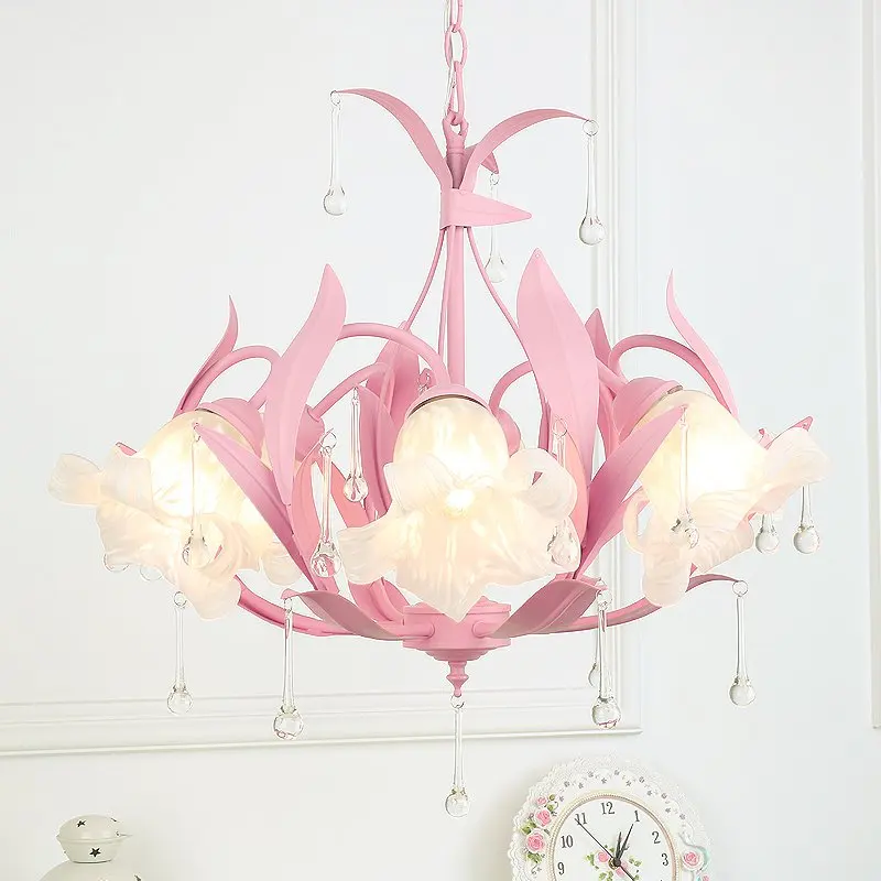 Современная уютная Люстра для спальни девочек железная хрустальная люстра с