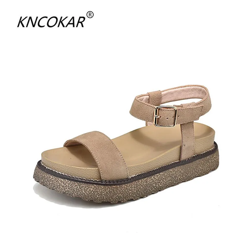 

KNCOKAR Summer new style fish mouth temperament thick bottom pine cake slope heel fashion comfortable restore ancient ways