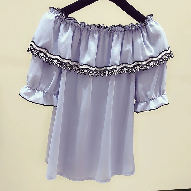 Korean Fashion Clothing 2021 Ladies Tops Shirt Of Women Solid Slash Neck Shirts White Blouse Off Shoulder Top 3510 50 | Женская одежда