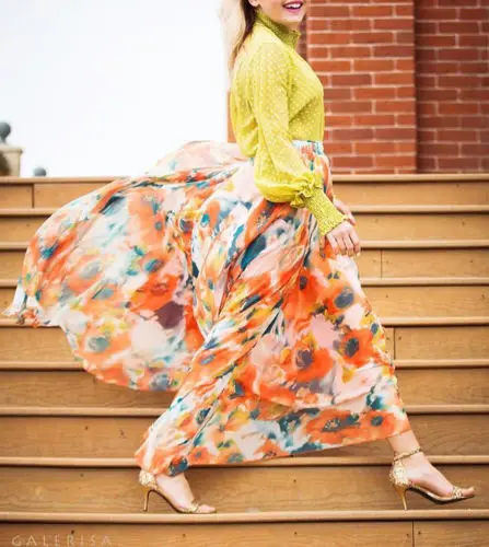 Женская шифоновая длинная юбка с высокой талией вечерняя Праздничная макси