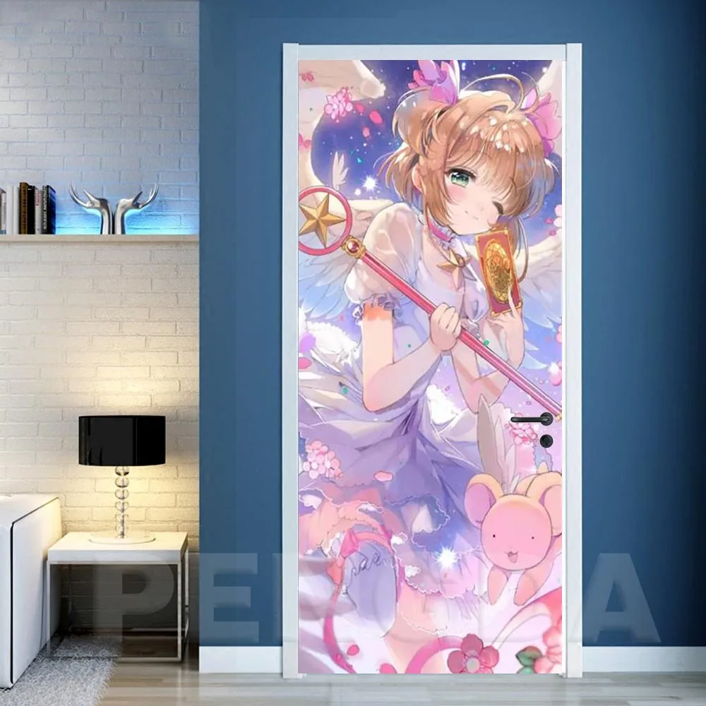 Домашний декор Cardcaptor Sakura дверные наклейки ПВХ плакат Самоклеящиеся 3D холст