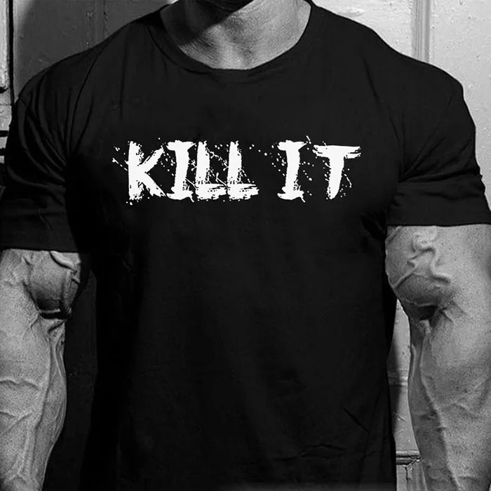 E-BAIHUI Для мужчин спортивная Плотная хлопковая Футболка Kill IT свитшот+ 5% рисунок на задней стороне футболки Для мужчин модные футбол украшение на бал Для мужчин футболка TS058