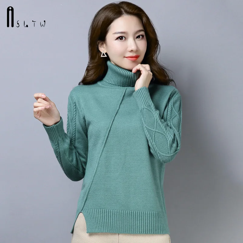 ASLTW Turtleneck Sweater Woman Winter Twist Long Sleeve Pullovers Jumper Pull Femme High Quality Plus Size Women's | Женская одежда