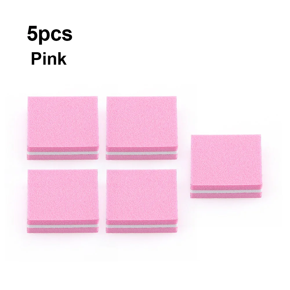 5pcs pink 5/10 шт./лот двухсторонний Мини пилочка для ногтей Блоки Красочные шлифовальная пилка для ногтей лак шлифовальный буфер полоски для ногтей маникюр с полировкой инструменты - Цвет: 5pcs pink