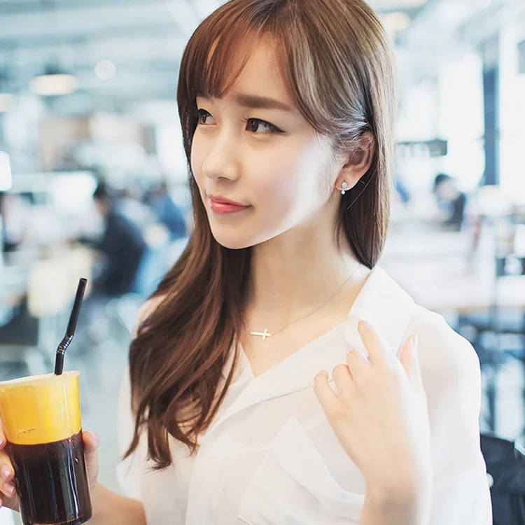 RYOUCUTE модные длинные ожерелья серебряного цвета с крестом для женщин и девушек