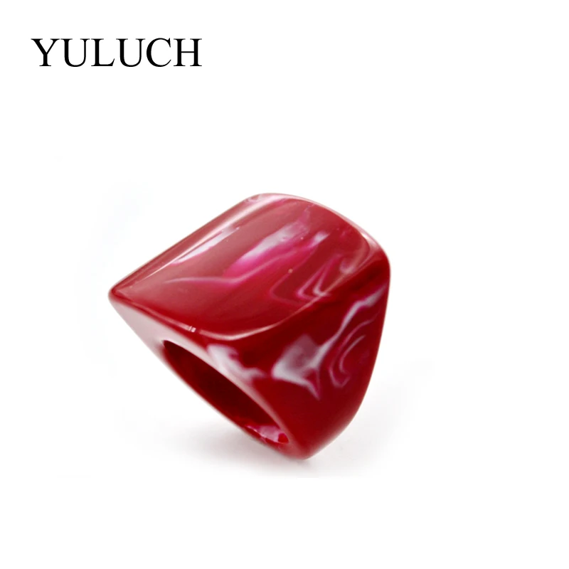 YULUCH, натуральный камень, кольца, красивое зерно, для женщин и мужчин, кольца из дерева, модные украшения для свадьбы, вечерние, уникальный дизайн - Цвет основного камня: Red