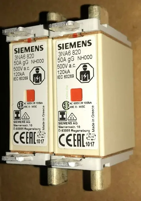 Предохранители: 3NA6812 32A 500V NH000 gG / 3NA6814 35A 3NA6817 40A 3NA6820 50A 3NA6822 63A | Автомобили и