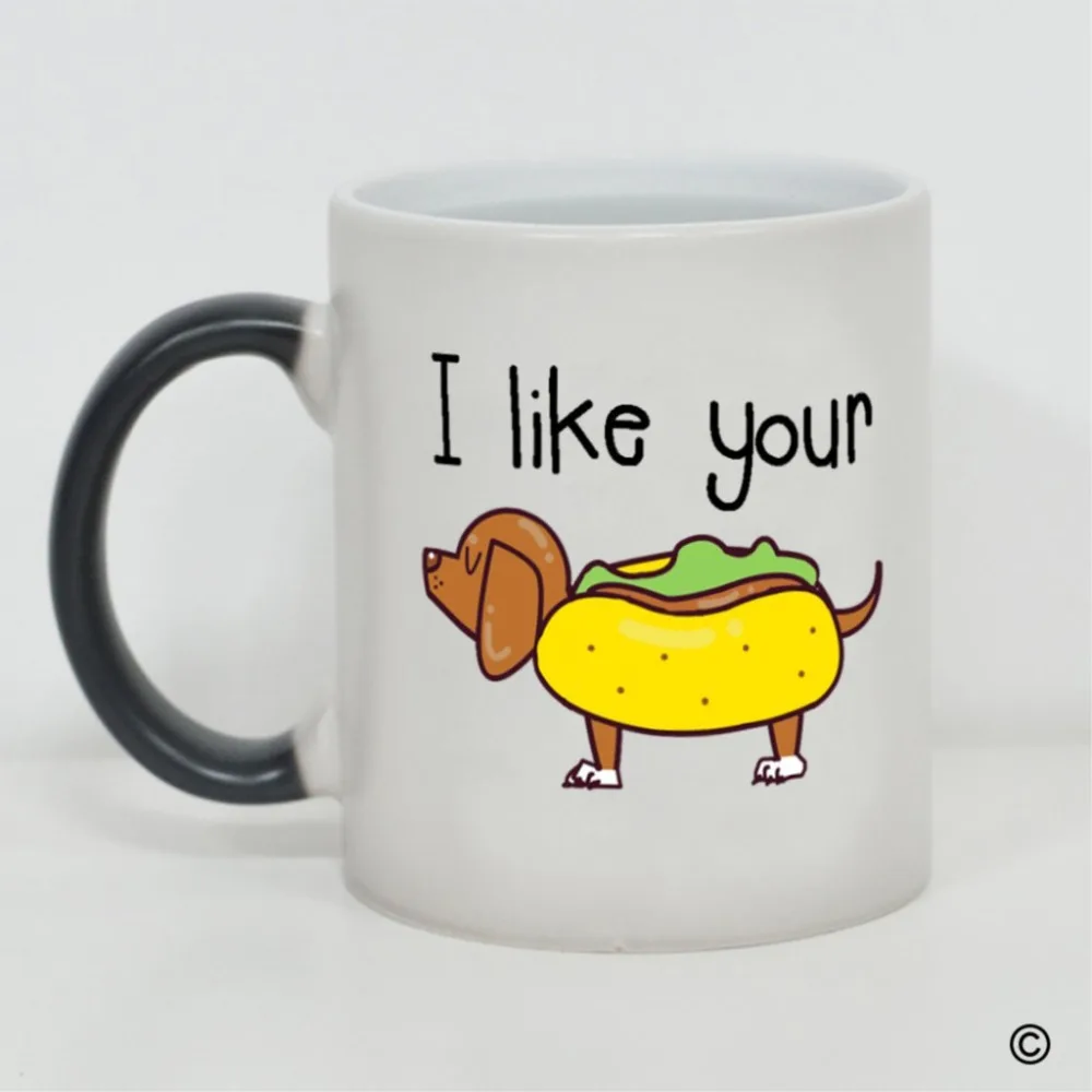 

Coffee Mug Heat Sensitive Changing Color - I Like Your Weiner Ceramic - 11 Ounce