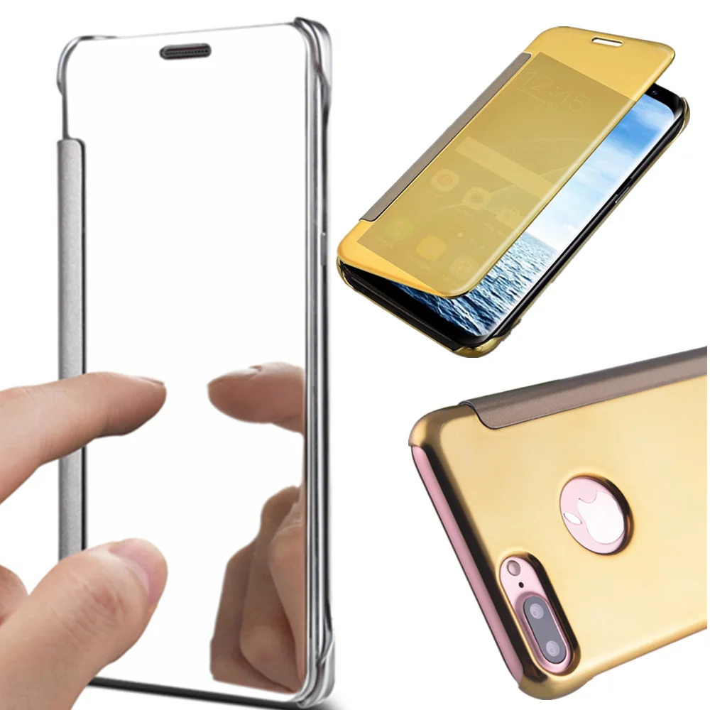 Роскошные Покрытие Clear View Зеркало Жесткий ПК для iphone 8 X случае 5S 5SE 6 6S плюс 7 Plus