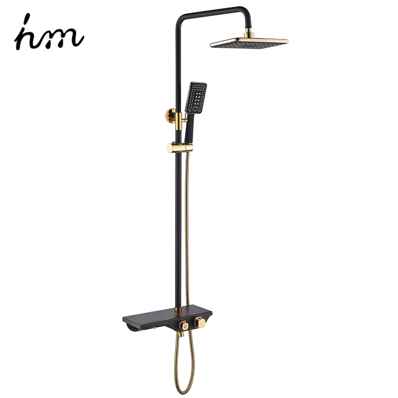 M161217-Thermostatic hm Черное золото Faucet Душевая система Смеситель для ванной комнаты Набор больших смесителей для душа - Цвет: M161217-Thermostatic