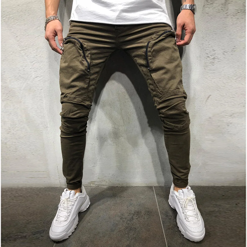 

Men Pants Fashion Splicing Multi Pocket Harem Joggers Pants 2019 Male Trousers Elasticity Solid Pants Sweatpants Large Size