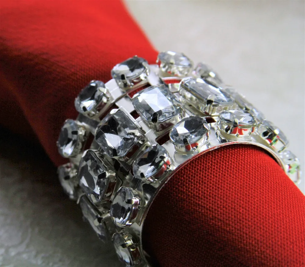 silber crystal wedding napkin ring silver decoration and holder by free shipping | Дом и сад