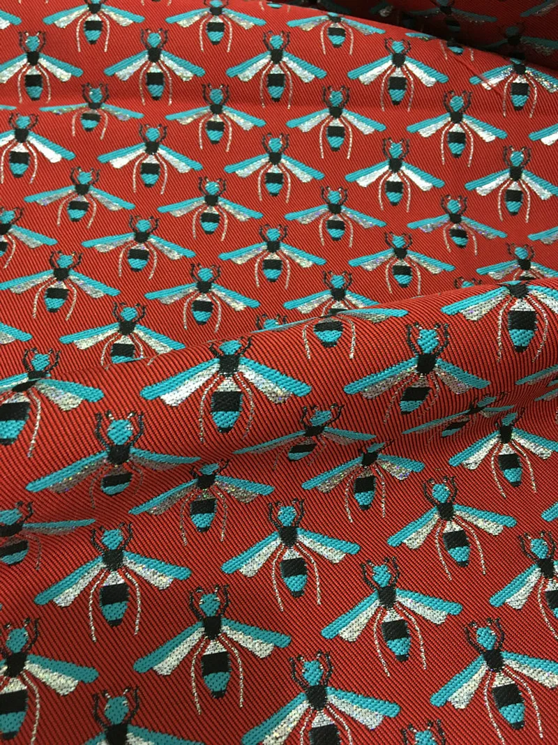 Металлическая парча жаккардовая ткань для женского платья пальто Tissu полиэстер ткань Золотая Пчела парча жаккардовая ткань 145 см Ширина
