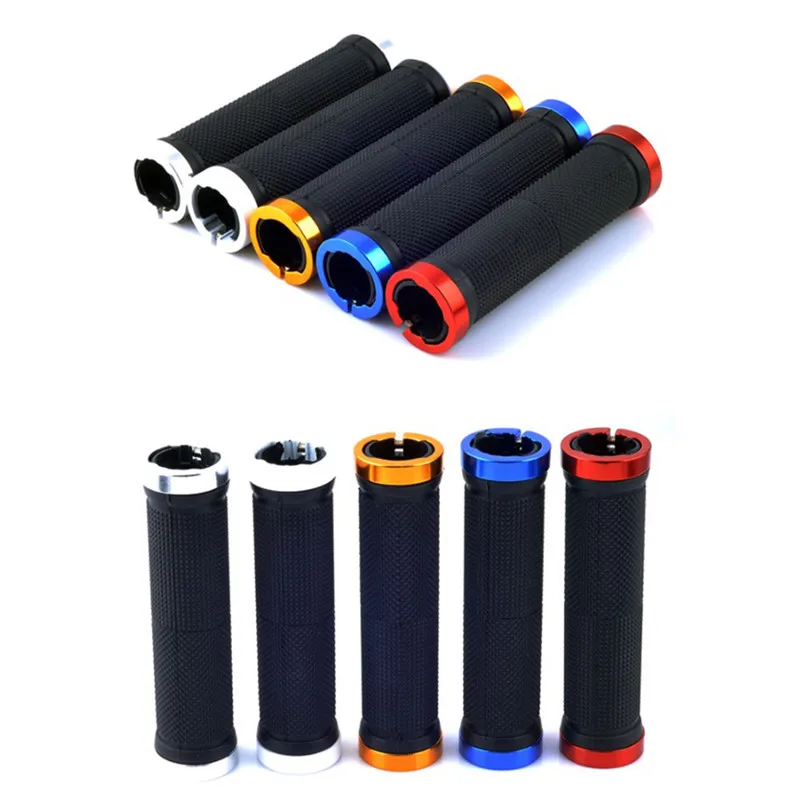 1 Pair Double Lock Bicycle Mountain BMX Bike Handle Bar Grips Cycling Rubber Handlebar Grips Bicycle Parts Accessories 6 Colors