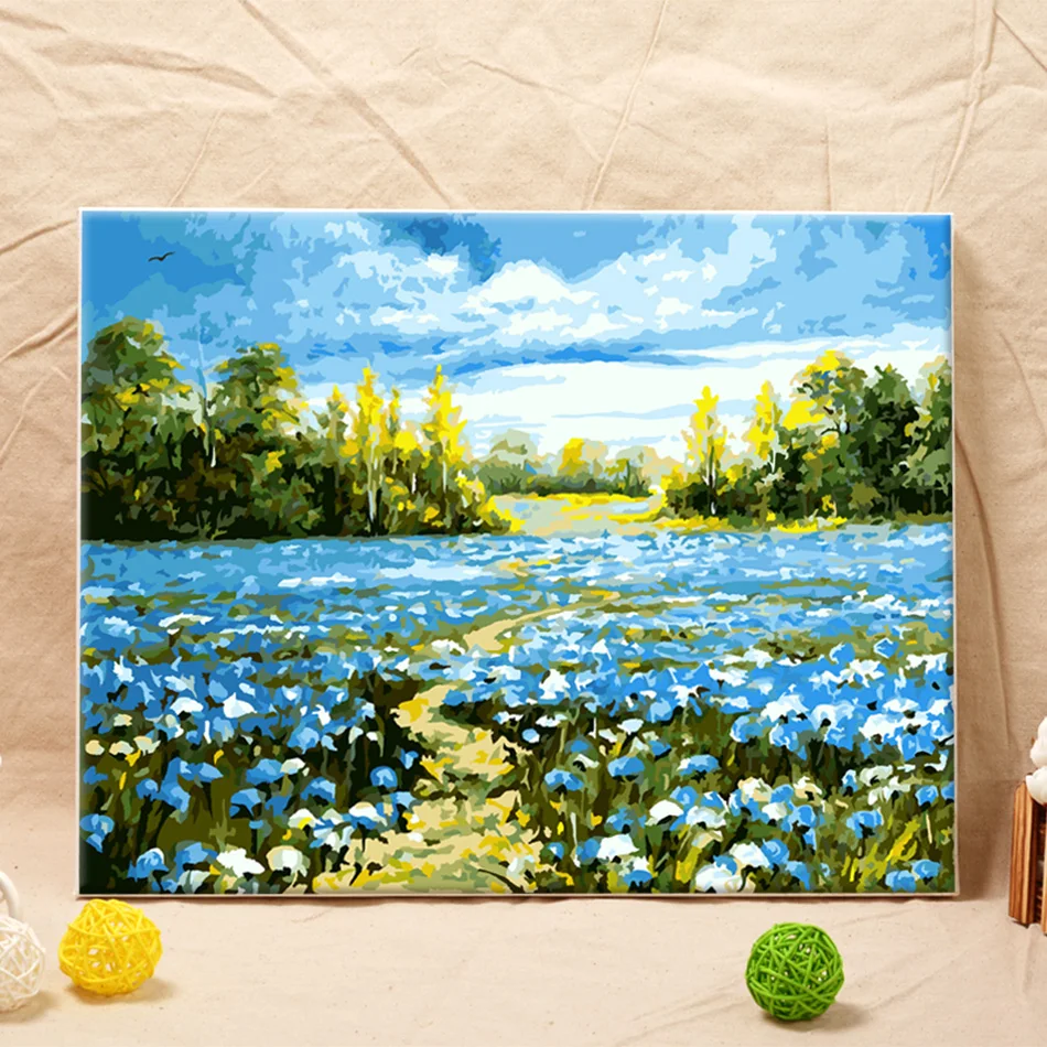 Высокое качество-защелка DIY картина маслом голубой любви окраска на холсте