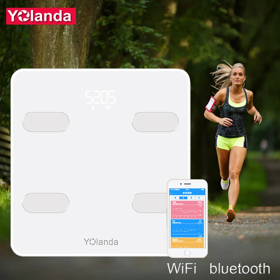 Yolanda Pre mi um, умные весы для ванной, Wi-Fi, Bluetooth, весы для жира, человеческие весы для взвешивания, mi, напольные весы, домашний подарок