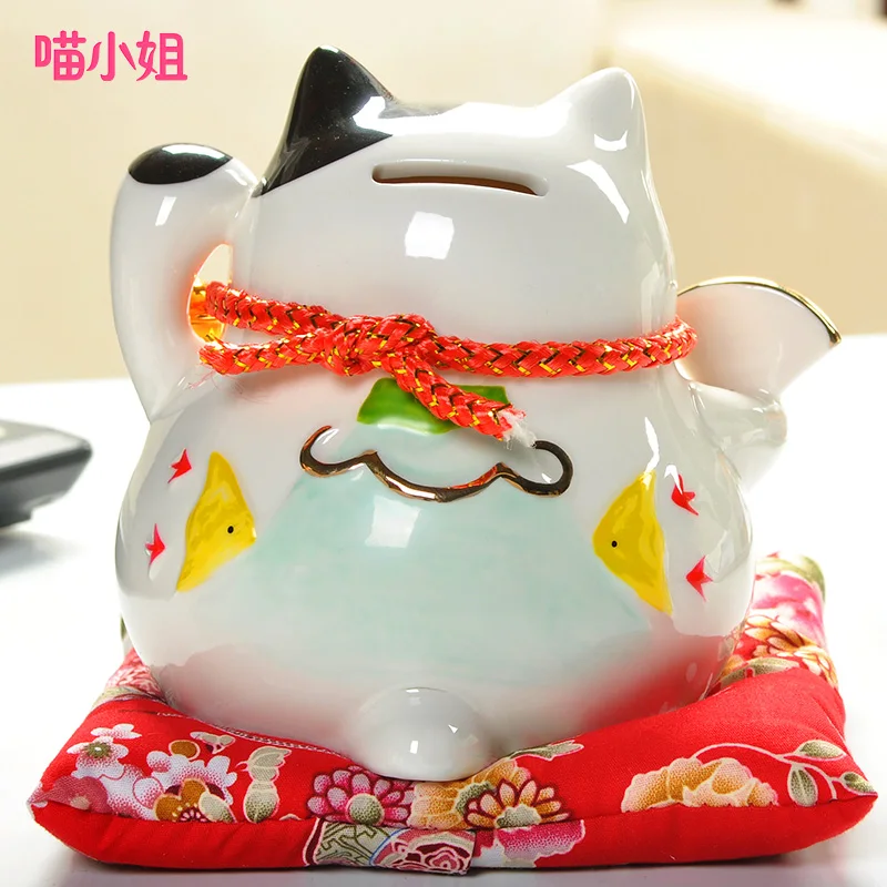 4,5 дюймов Maneki Neko керамический счастливый кот домашний декор фарфоровые украшения Фортуна кошка копилка ремесло для детей подарки 1 шт
