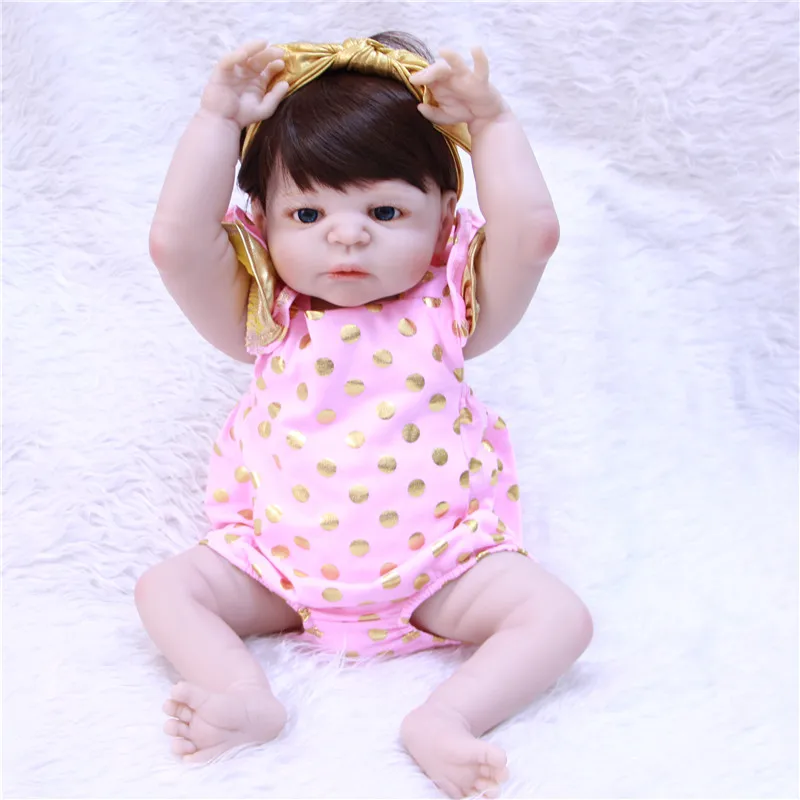 

22" bebe realista menina doll reborn lifelike girl reborn babies full silicone dolls toys for children xmas gift bonecas