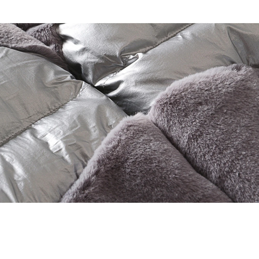 Women Winter Warm Patchwork Fuzzy Splicing Long Sleeves Zipper Hooded Fluffy All Matching Coat Outwear Gray FS0680 | Женская одежда