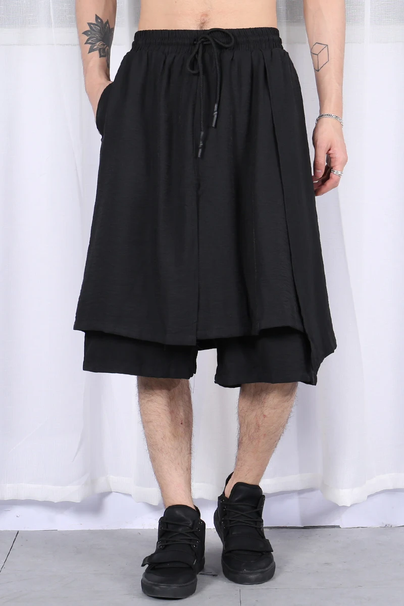2019 New Summer street hip hop men Haren trousers original thin hair stylist loose straight tube five pants two fake |