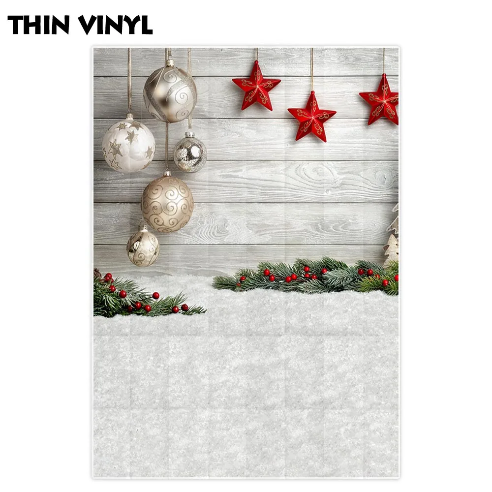 Фоны Funnytree для Рождества дерево фотографическая студия снег зимние яйца звезды украшения листья фото задний план фотозона винил.