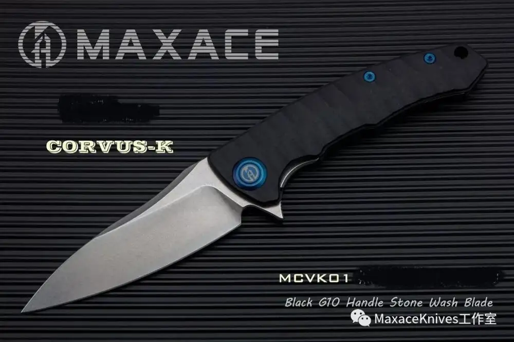 black stonewasehd Нефритовый Maxace Corvus K110 стальной промытый нож, компактный походный нож - Цвет: black stonewasehd