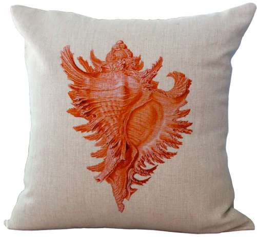 Наволочка на шею кораллового цвета с изображением раковины льняные подушки для