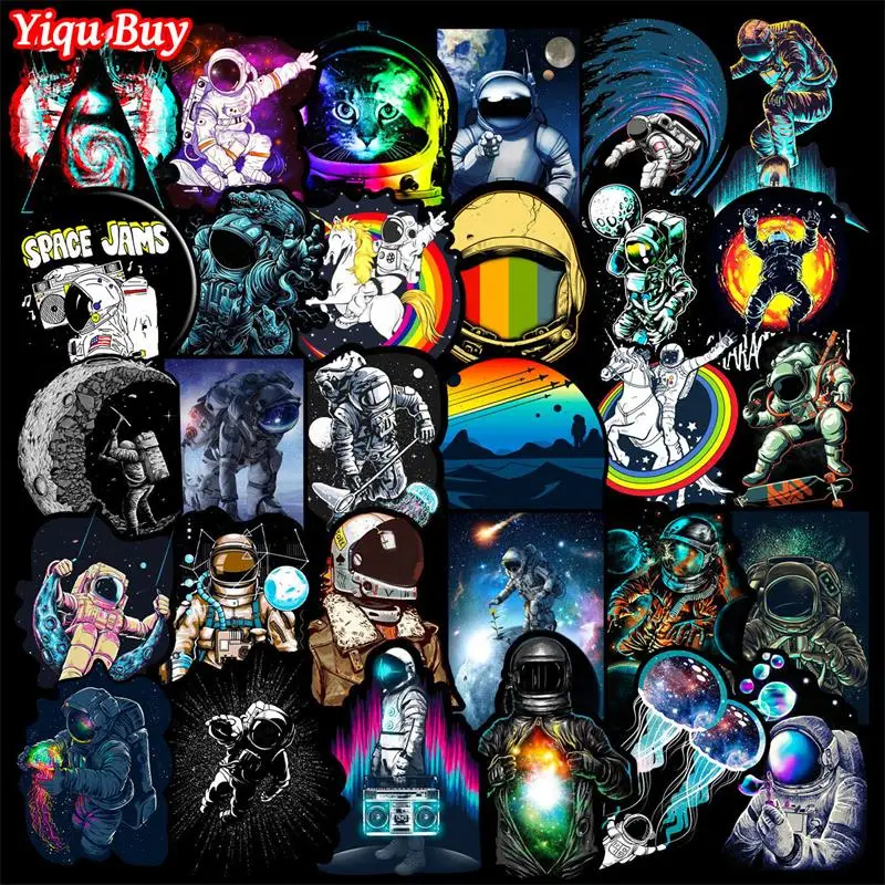50 Pcs Outer Space Stickers for Laptop Car Motorcycle Skateboard Fridge Luggage Backpack Phone Bike Decal Cool Creative Stickers
