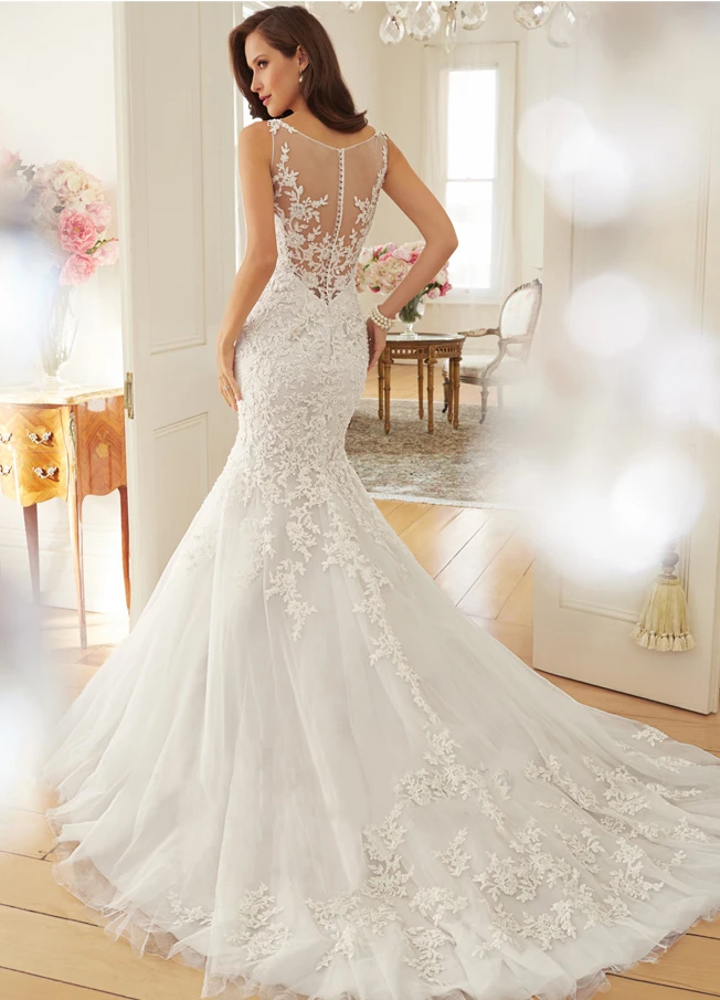 Мода 2016 года Винтаж детское платье силуэта русалка свадебное Поезд Vestidos