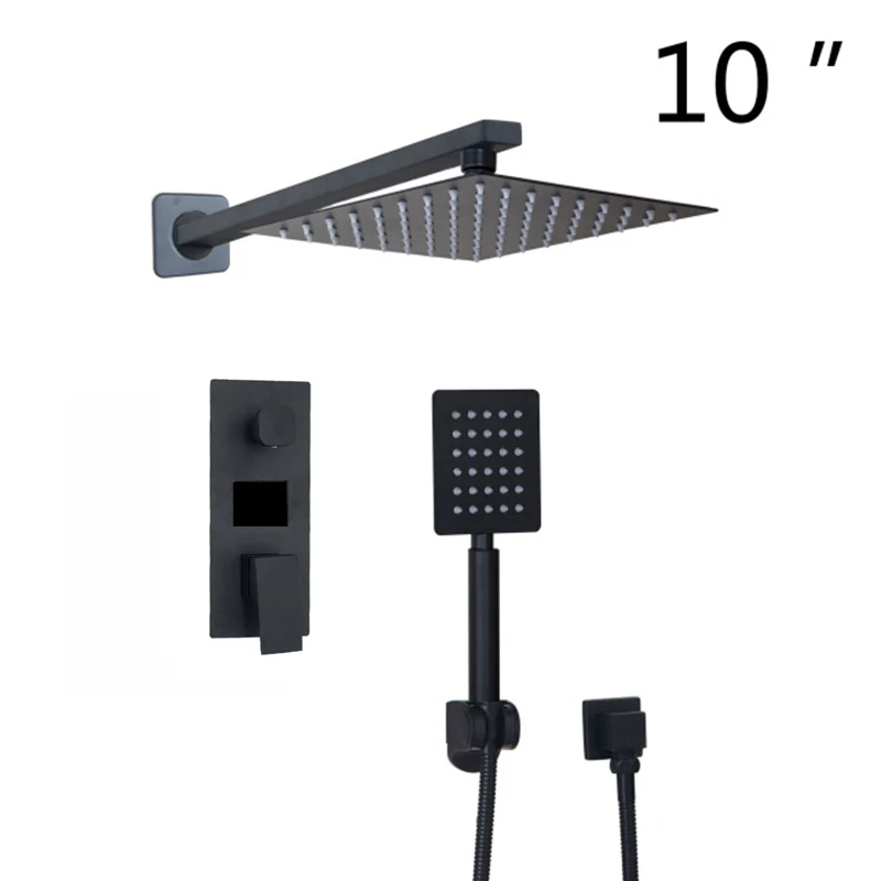 10 inch shower set 2 Monite черный латунь Насадки для душа 2 канальный цифровой Дисплей смесители Ванная комната душевой кран 3-функции цифровой смеситель для душа комплект - Цвет: 10 inch shower set 2