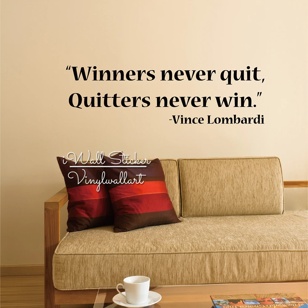 Winners Never Quit Office Motivational Quote Wall Decal Inspirational Quotes Stickers DIY Decors Cut Vinyl Q213 Дом и сад