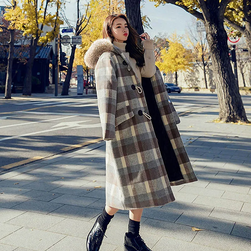 

100kg Can Wear Winter Large Size Jacket 2021 Fashion Women Long Woolen Coats Female Hooded Wool Jacket Coat Women Warm Wool Coat