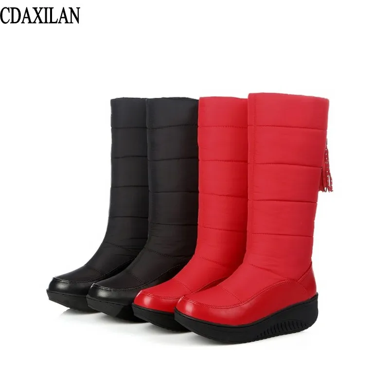 

CDAXILAN new arrival snow boots women down thickened plush boots warmth legs mid-calf boots mid heel wedges shoes ladies winter