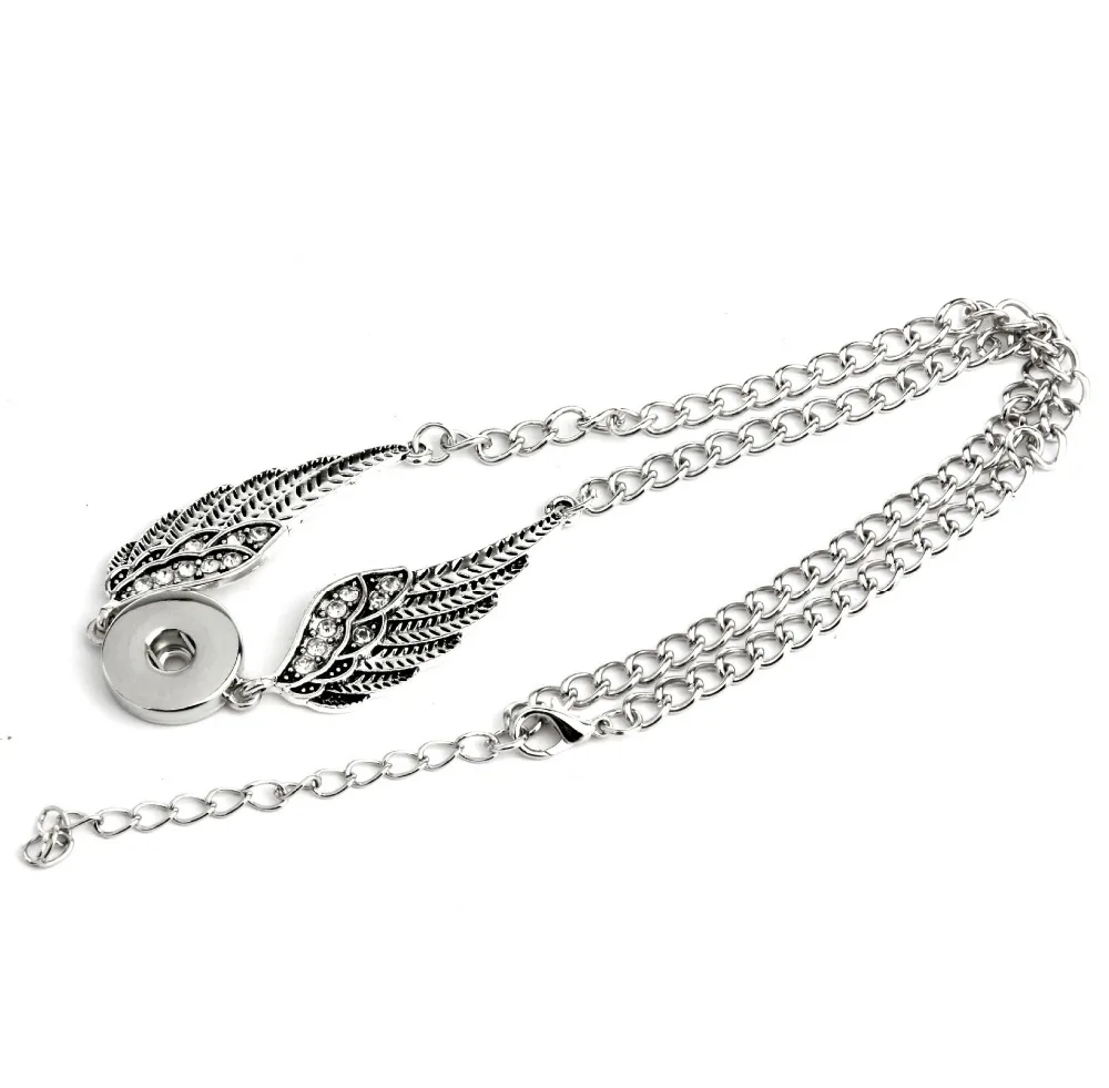 Трендовое Крыло ангела ожерелье с кнопкой Diy горный хрусталь оснастки кулон 18 мм