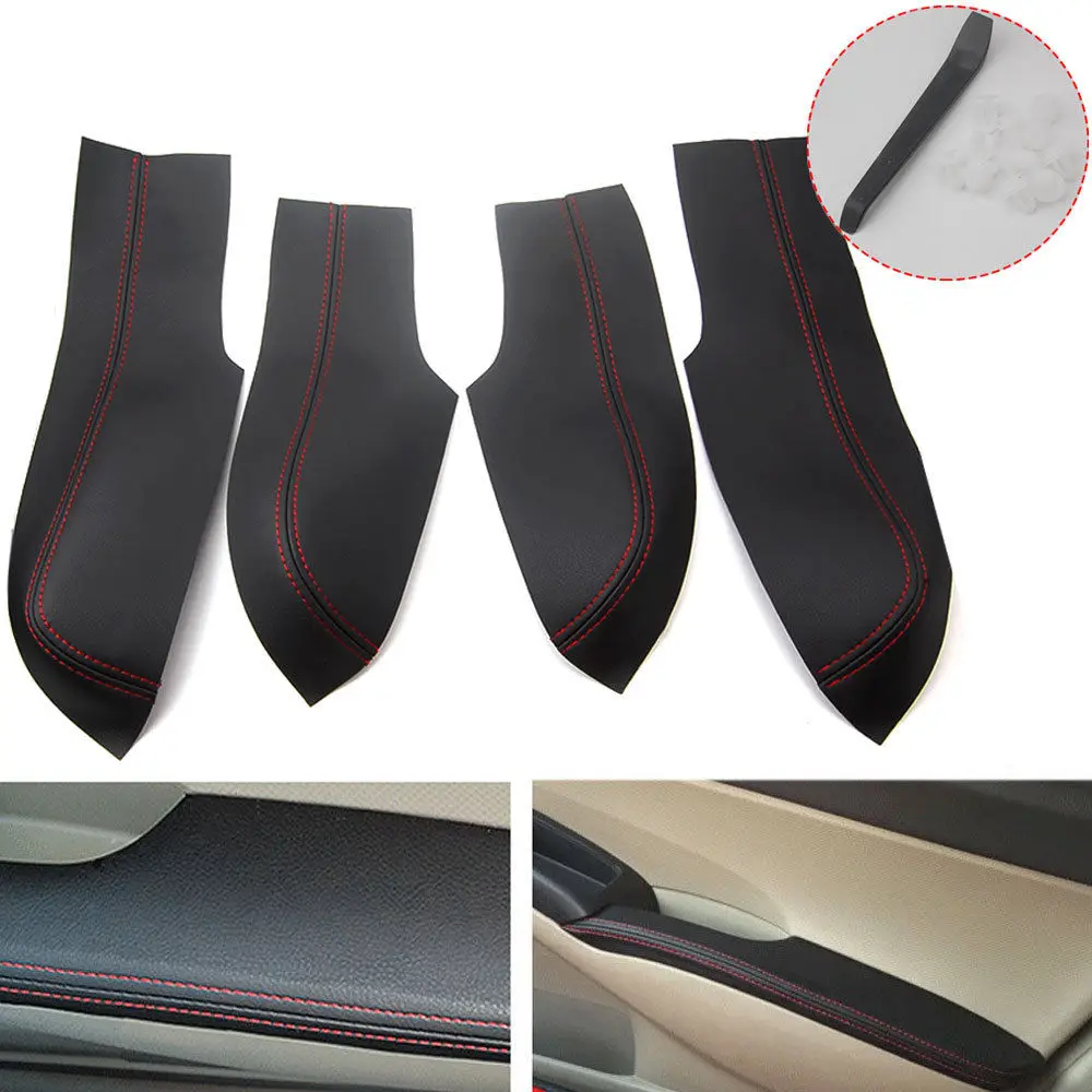 4 шт. Подходит для Honda Civic 8th 2006 2011 дверь подлокотник черного цвета из искусственной
