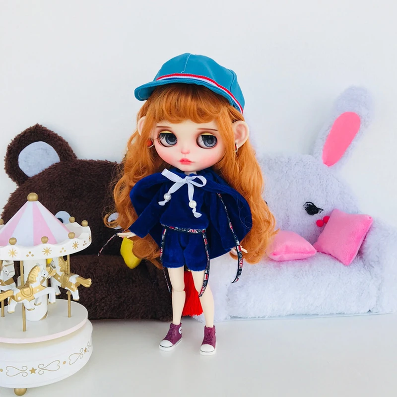 1/6 Doll's Fashion Gold Velvet Hoodie and Shorts Set for Azone Licca Icy Blyth Doll Clothes Girl Toy | Игрушки и хобби