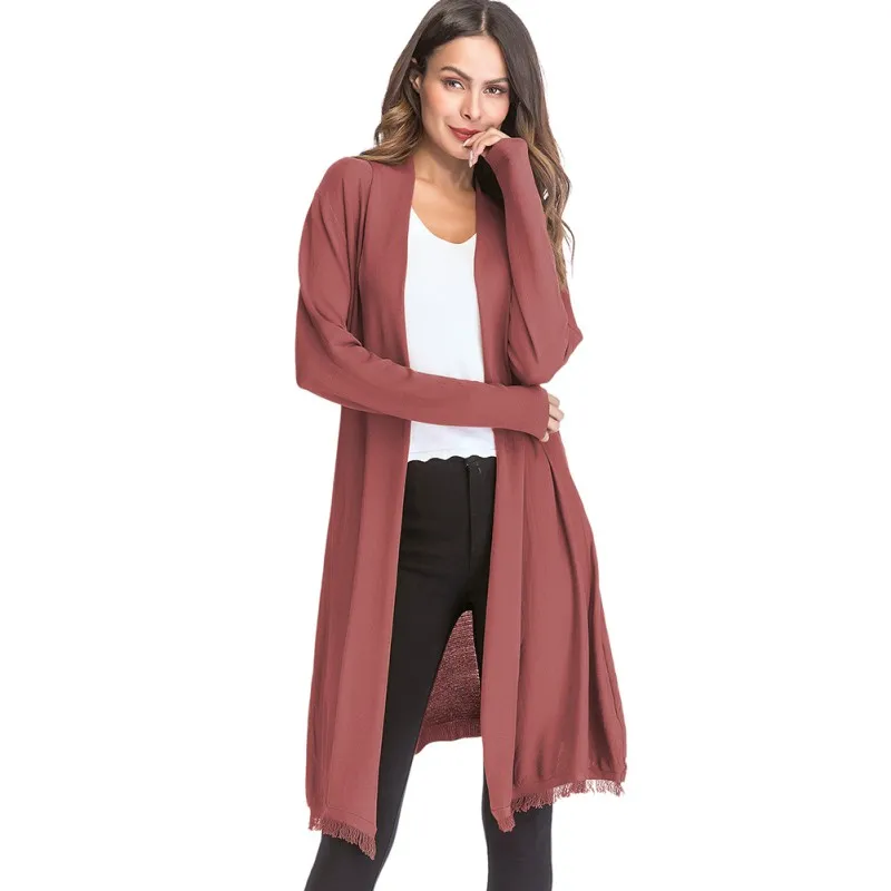 Harajuku Long Tassel Asymmetric Hem Sleeve Cardigan Ladies Autumn Fashion Knitted Sweater Women Coat Casual Cardigans |