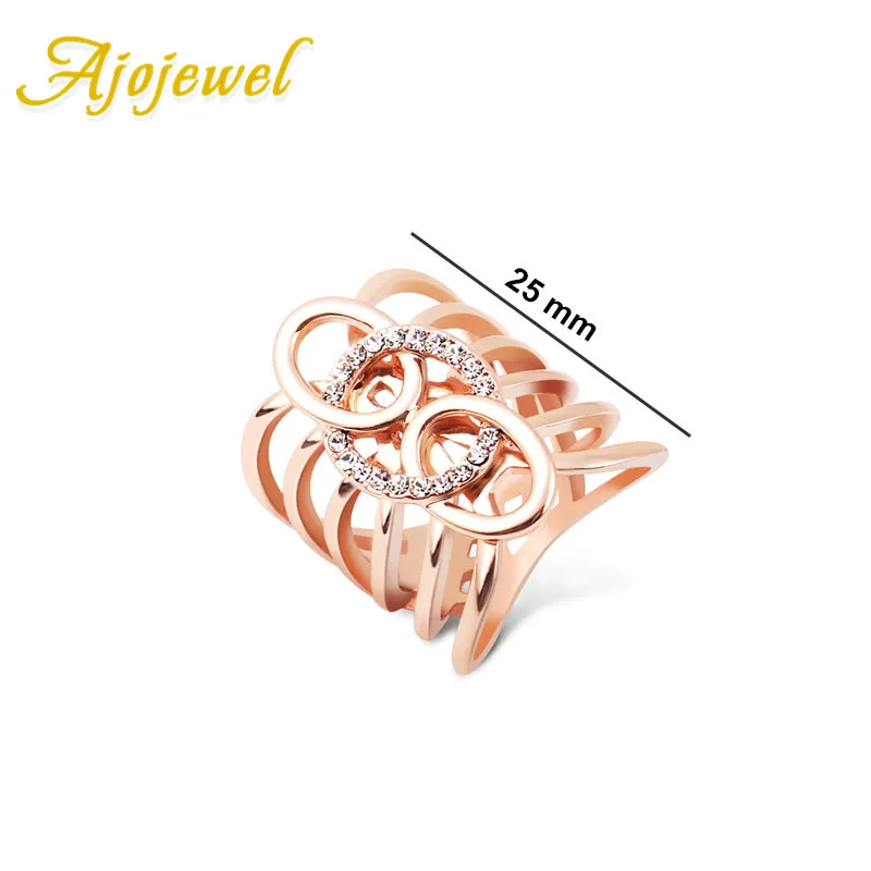 Ajojewel Fashion Wide Ring Women Girls Lovers Rose-Gold-Color Top Quality Crystal Geometric Oval Jewelry | Украшения и аксессуары