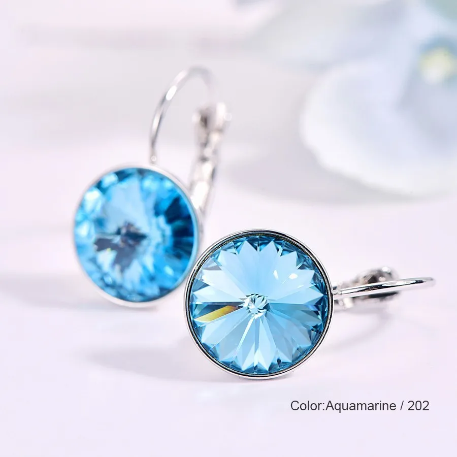 Aquamarine-202 Висячие серьги с кристаллами Swarovski, новые модные висячие серьги, круглые женские серьги Bella, элегантные вечерние ювелирные изделия на свадьбу - Окраска металла: Aquamarine-202