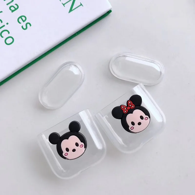 Мультфильм милый 3D Микки Минни большие глаза Airpods Крышка для Apple беспроводной Bluetooth гарнитура Ipod анти-осень мягкая коробка оболочки