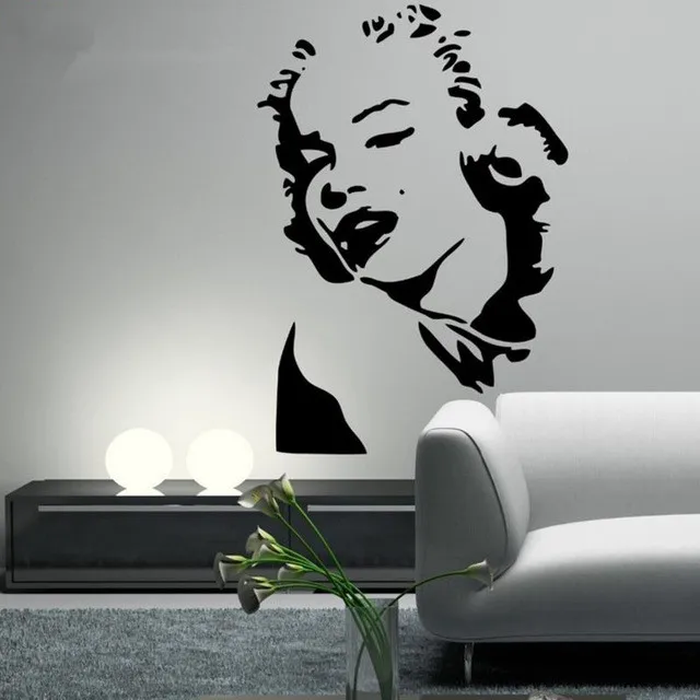 MARILYN MONROE Настенная Наклейка силуэт голова лица настенная виниловая