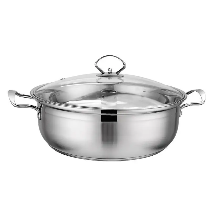 Stainless steel steam hot pot household seafood double three layer compound bottom large commercial catering soup steamer pan | Дом и сад