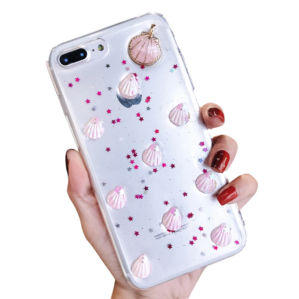 NYFundas Luxury Conch Shell For iPhone 8Plus 7 6 S Plus X 10 Case Silicone Soft Back Cover Fashion Clear Accessory Smartphones |