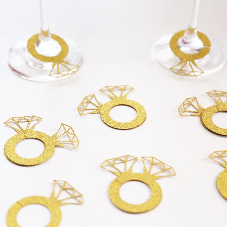 Набор из 50 алмазных колец винных стеклянных тегов украшение для помолвки