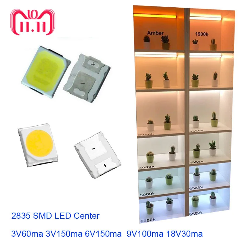 Новинка 2017 2835 семьи ультратонкое естественное освещение CRI 80 + SMD led 1w3v 6v 9v 18v36V