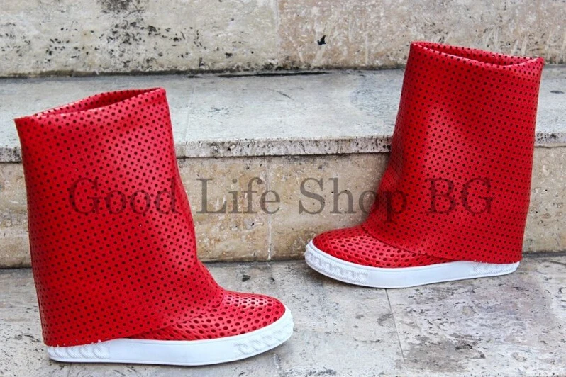 Бренд натуральной кожи holeboots каскад клинья свободного покроя дышащий колено