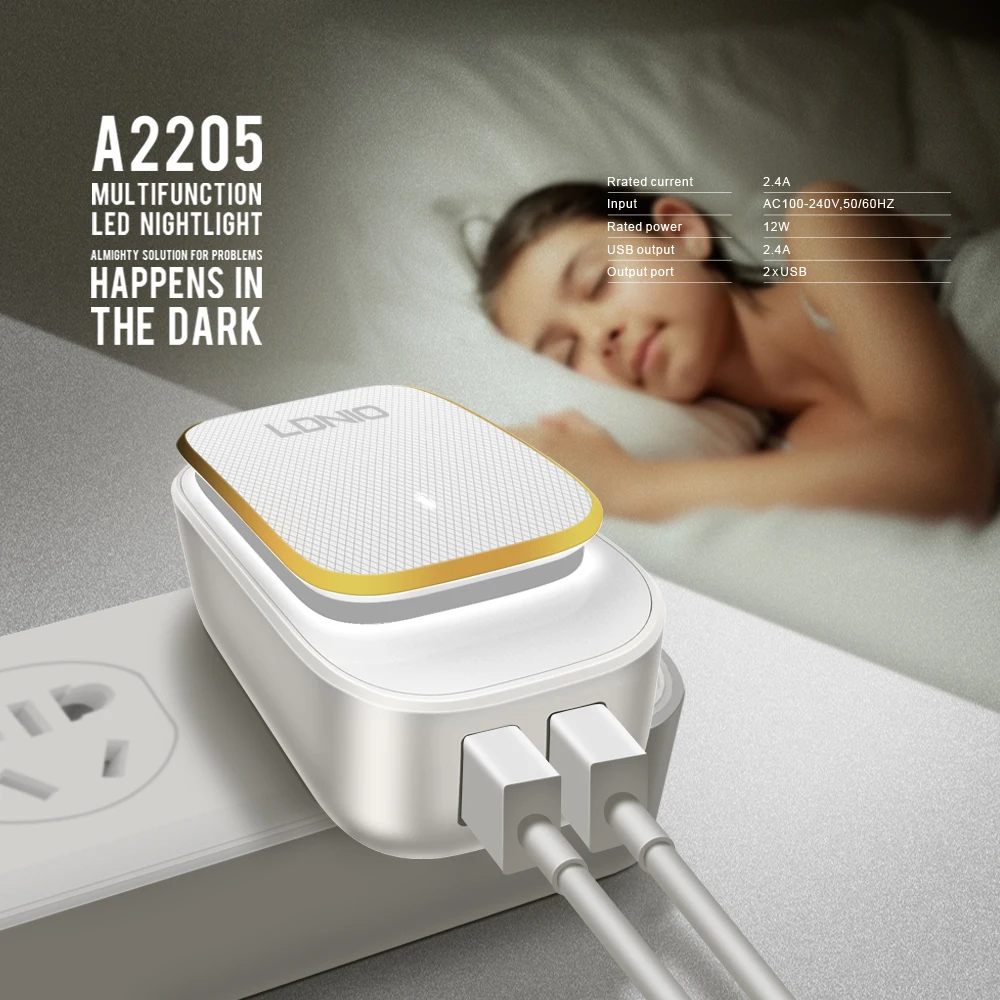 LDNIO DC5V-2.4A(Auto Max) выход двойной USB путешествия настенное зарядное устройство адаптер для зарядки iPhone samsung huawei сотовых телефонов